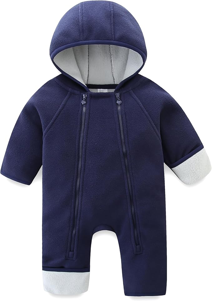 Newborn Baby Fleece Jumpsuit Girls Boys Winter Hooded Coverall Romper Cute Baby Snowsuit Clothes