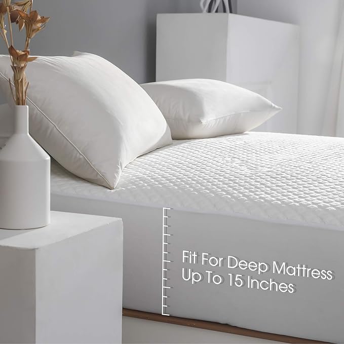 Full Size Bed Waterproof Mattress Protector Fitted Mattress Pad Cover with Deep Pocket Up to 15''