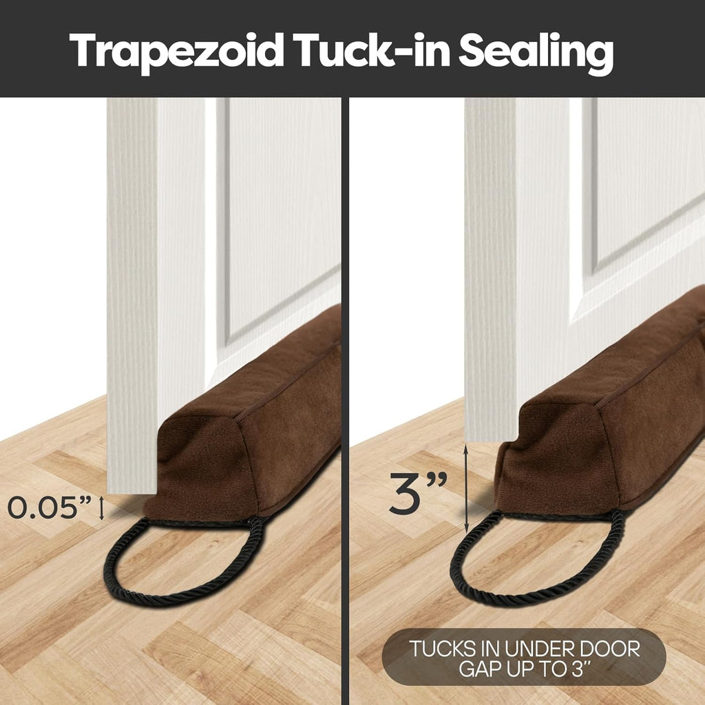 Weighted Door Draft Stopper for Front Door, Easy to Use Heavy 38 Inch Door Bottom Winter Cold Air Draft Blocker, for Exterior, Apartment, Back Door, Fits Door Gap Up to 3”, 2.2lb