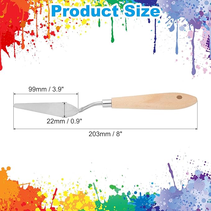 PATIKIL Art Spatula, No.12 22mm Stainless Steel Flexible Palette Knife Painting Knife Painting Spatula Oil Painting Mixing Scraper with Wood Handle for Canvas Acrylic Painting, Brown