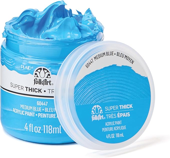 FolkArt Super Thick Acrylic Paint with a Textured Finish, Medium Blue, 4 oz