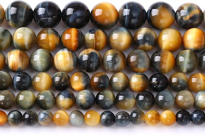 4mm 90pcs AAA Tiger Eye Beads for Jewelry Making 6mm 60Pcs Natural Stone Beads Semi Precious Round Smooth Gemstones Energy Healing Loose Beads (Dream Blue Tiger Eye Stone, 4mm)