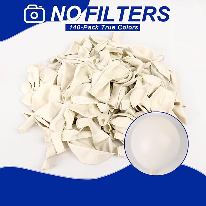 140pcs White Round Balloons Different Sizes 18 12 10 5 Inch Latex Balloons for Arch Decoration Party Balloon Kit for Graduation Birthday Party Wedding Balloon Baby Shower Decoration