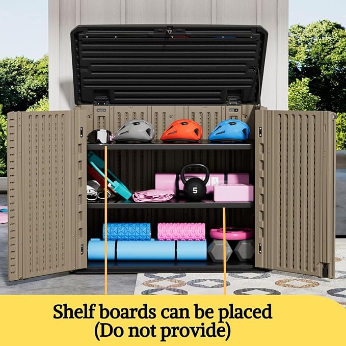 ZZM 4x2.5 FT Outdoor Storage Shed, Resin Waterproof Storage Cabinet for Garden Tools with Lockable Lid,Latch (Coffee)