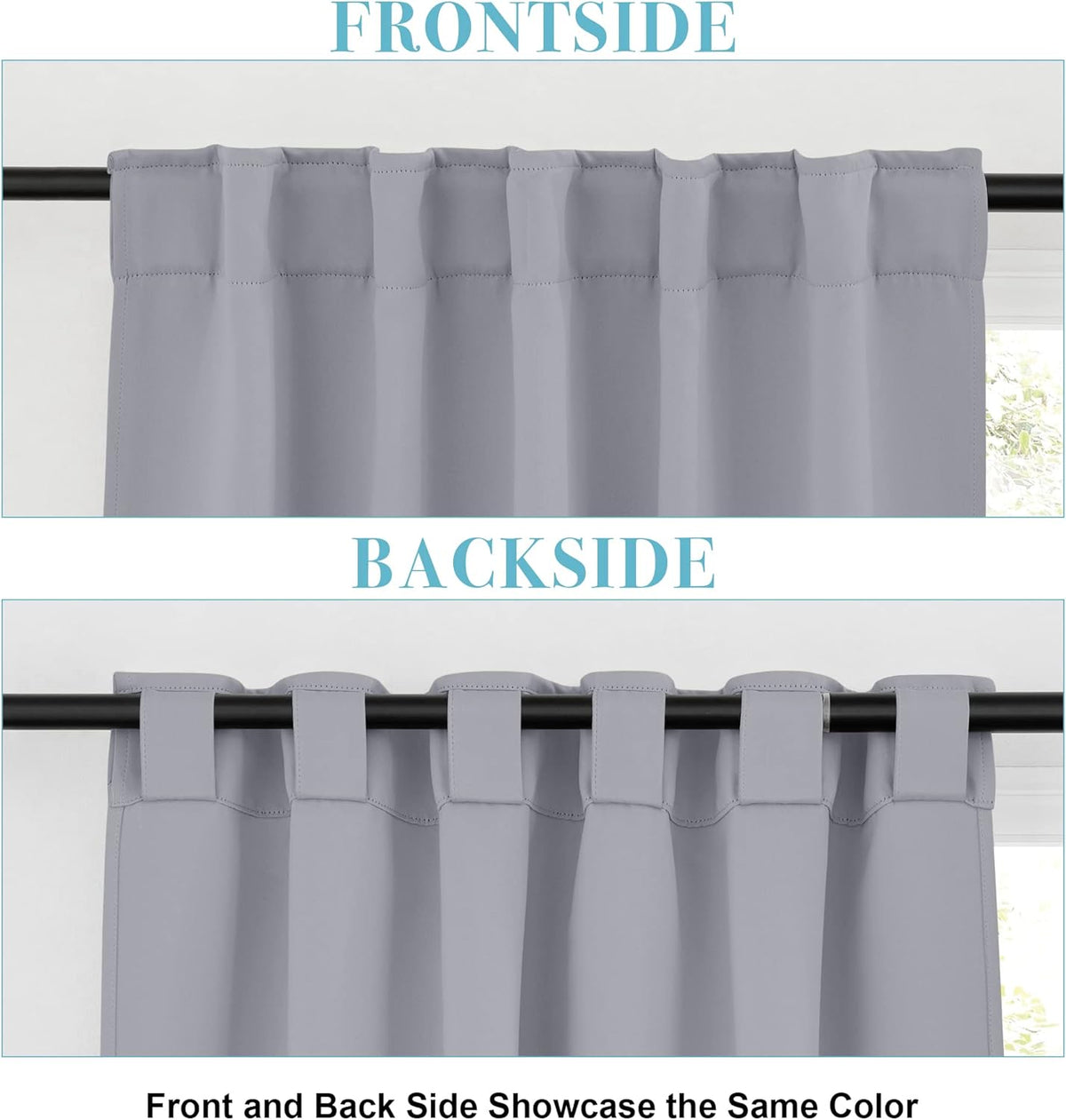 RYB HOME Blackout Curtains for Bedroom - Small Window Treatment Panels Full Privacy Thermal Insultaed Solar Drapes for Bathroom Dining Basement, Wide 42 x Long 45, Silver Grey, 2 Pcs