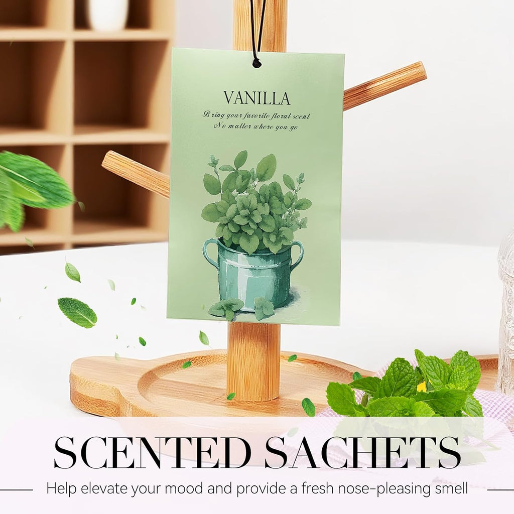 Vanilla Scented Sachet Bags - 12 Pack Closet Freshener Odor Eliminator, Long Lasting Home Fragrance for Drawers, Wardrobes & Cars, House Smell Good Products, Air Freshener for Closet