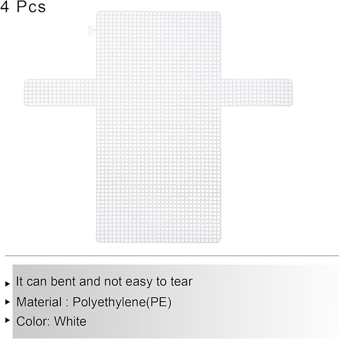 MECCANIXITY 2Pcs Plastic Mesh Canvas Sheet 4 Count 36 cm/ 14.2" for Crochet Bag Making Cross Blank Canvas for Embroidery Needlepoint, Bag, Knit Crochet Mesh, White