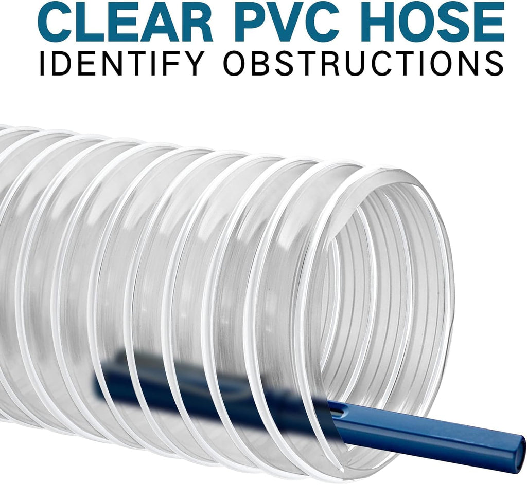 Heavy PVC Dust Collection Hose 6" x 10', Puncture Resistant PVC Dust Collection Hose with Carbon Steel Wire Coil for Woodworking, Workshops, Dust Collectors