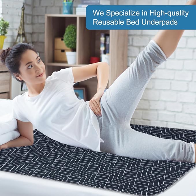 OUTCREATOR® Washable Bed Pads 34" x 76" (Pack of 2), Incontinence Mattress Protector, Anti-Slip Waterproof Underpads for Adults Kids Elderly Pets, Absorbency & Reusable Bedwetting Pads (Navy Blue)