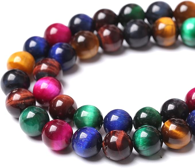 32pcs 12mm AAA Natural Colorful Tiger Eye Stone Beads Gemstone Round Spacer Loose Beads for Jewelry Making DIY Bracelet Necklace