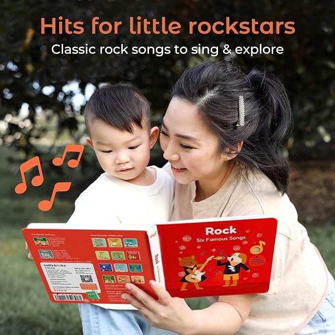 Cali's Books Rock Music Books for Toddlers 1-3 - Singing Button Sound Board Book for 2 Year Old Children, Musical Toddler Rock Songs Toys, 18 Month Interactive Learning Toy, USB-C Rechargeable