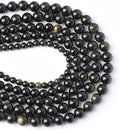AAA Natural Gold Obsidian Gemstone Beads Energy Healing Power Stones Round Loose Beads for Jewelry Making, DIY Bracelet Necklace 12mm 32pcs