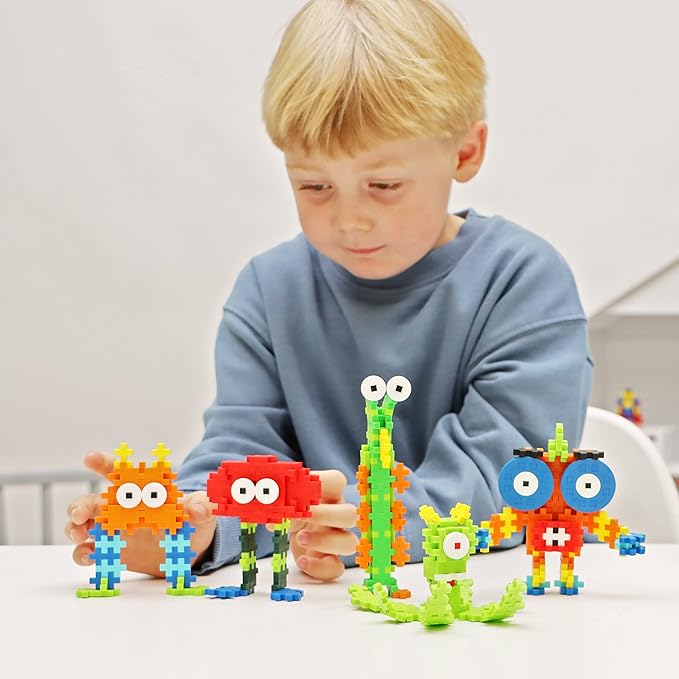 PLUS PLUS Learn to Build Set, Interlocking Mini Building Blocks, 3D Puzzle Construction Stem Toy for Kids - Creatures, 240 Pieces