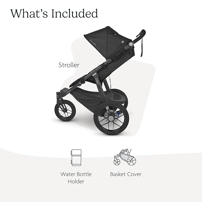 UPPAbaby Ridge Jogging Stroller/Durable Performance Jogger with Never-Flat Tires/Built for Walking, Running, Hiking/Water Bottle Holder and Basket Cover Included/Jake (Charcoal/Carbon Frame)