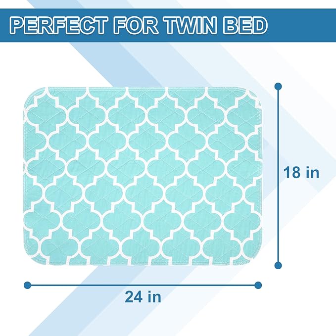 OUTCREATOR® Washable Bed Pads 18" x 24" (Pack of 3), Incontinence Mattress Protector, Anti-Slip Waterproof Underpads for Adults Kids Elderly Pets, Absorbency & Reusable Bedwetting Pads (Green)