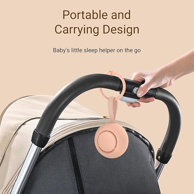 Portable Baby Sound Machine [White Noise for Babies Kids Adults][Sleep Soother][Timer Function][12 Soothing Sounds] 15 Hours Battery Life, Registry Gift,Shower,Clips on Baby Stroller.Peach