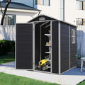 4x6 FT Resin Storage Sheds Outdoor with Floor, Windows & Lockable Door Storage Shed - Waterproof Garden Tool Shed, Patio & Backyard Tool Storage Cabinet Use -