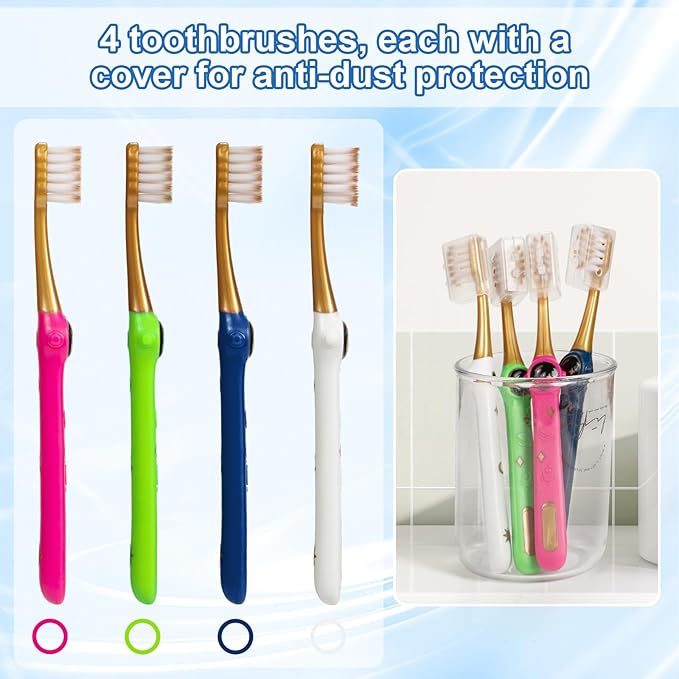 Toddler Toothbrush, Kids Toothbrush, Galactic Adventures Style, Toddler Age 2-4 and Up, Soft Bristles with Caps, Pack of 4