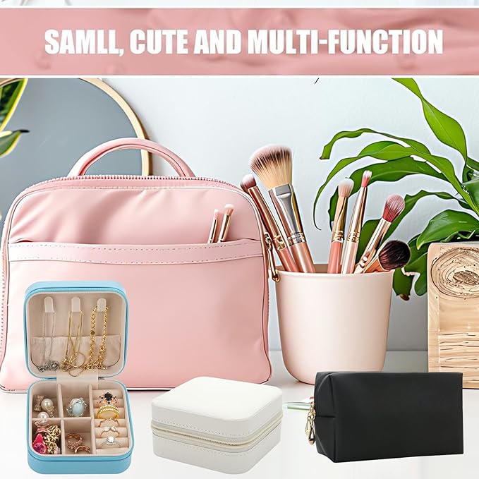 Bridesmaid Proposal Gifts Letter Cosmetic makeup bag bulk for Wedding Party Favors Bachelorette party decorations Toiletry Organizer Bag Makeup Case Gift (8, White&Black)