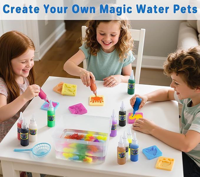 Magic Water Elf Toy Kit - Crafts kit for Kids - Arts and Crafts for Girls - Magic Gel Water Pets - Make Your Own Squishies Squishy Maker Toys - Kid Toys Birthday Gifts for Girls Boys Ages 3-12