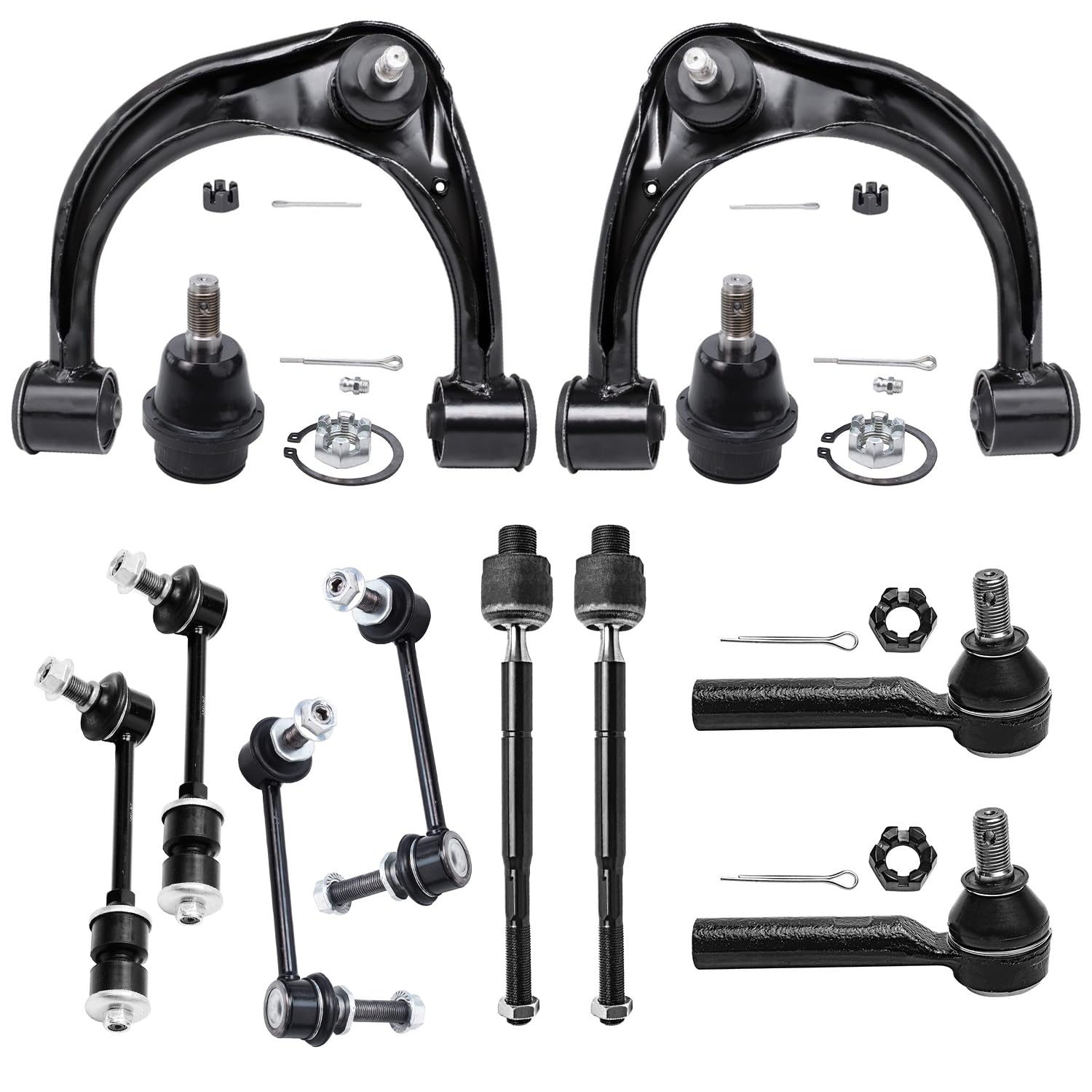 Detroit Axle - Front End 12pc Suspension Kit for 2003-2009 Toyota 4Runner FJ Cruiser Lexus GX470, 2 Upper Control Arms 2 Lower B