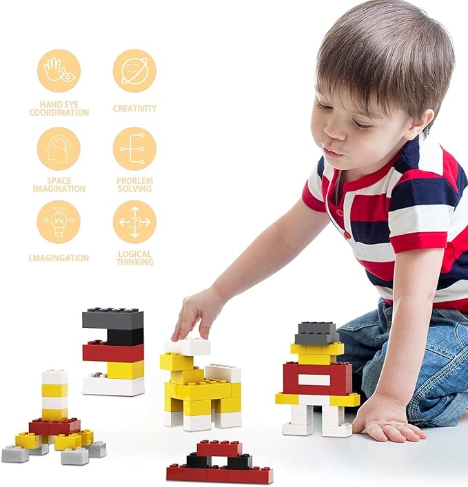 300 Piece Yellow Bricks Bulk Assortment Pack, Yellow Brick Accessories for Building with 12 Size, Compatible with Lego Parts and Pieces(Color: Yellow)