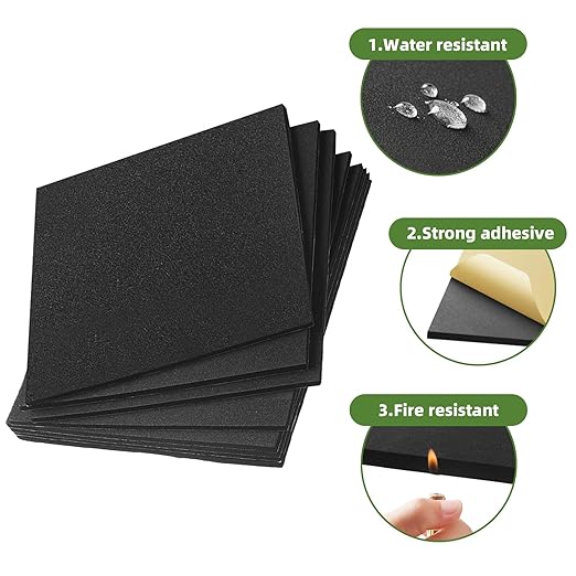 8 Pcs Adhesive Foam Padding, Closed Cell Foam Sheet 6in X 6in X 1/4in, Anti-Slip Neoprene Rubber Pad,1/4" Thick Sticky Foam, Soundproof and Anti Vibration