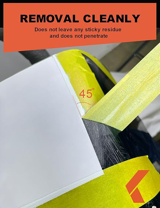 Painters Tape for Cars Vehicles Paint Tape Auto Body Yellow Masking Tape Heat Resistant Automotive Removable No Residue Painting Tape Bulk Set for Paint Booth, 0.7in-60 yards/6rolls