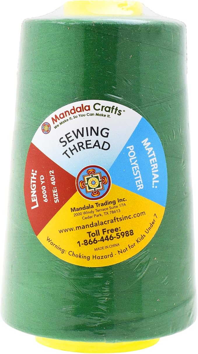 Mandala Crafts 4 Pack of Serger Threads Cones Spools - 40S/2 24000 Yards Polyester Forest Green Threads for Sergers Machine and Overlock Quilting Sewing Machine