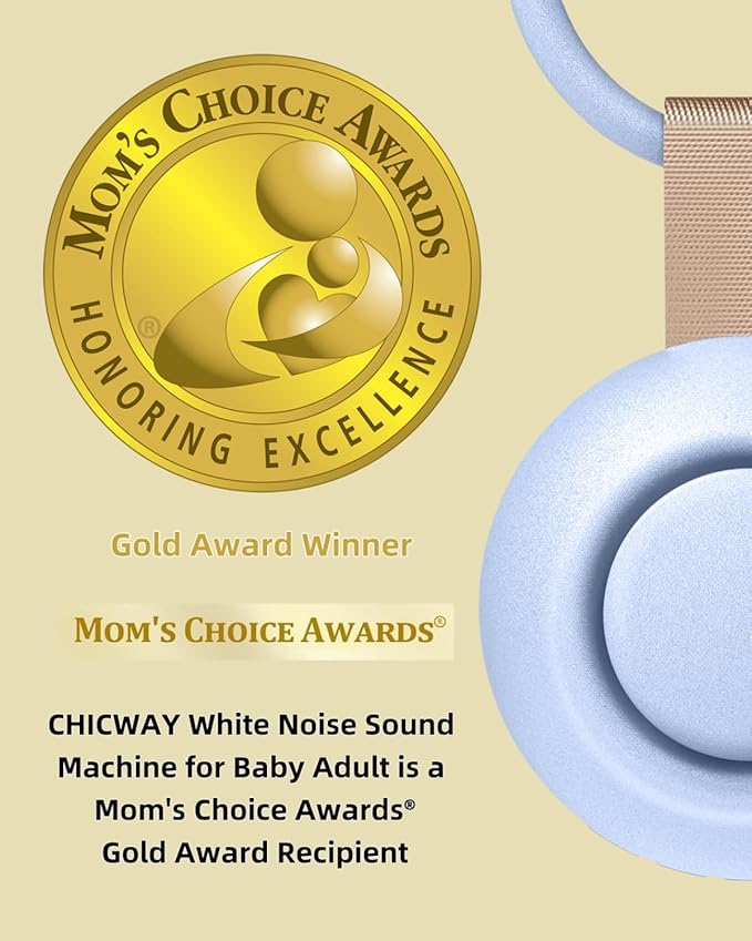 2025 Mom's Choice Awards, Portable Sound Machine for Baby Adult, AI Cry Detection, 18 Soothing Sound, Bluetooth Rechargeable White Noise Machine for Home Office Travel, Nursery Light, Blue