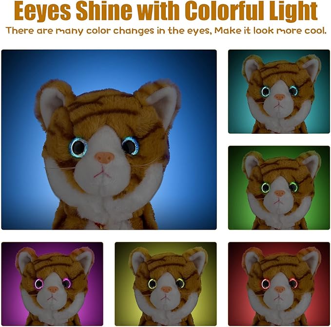 Interactive Plush Toys, Stuffed Toy, Stuffed Animal Toy, Walking Toys, Light Irradiative Sound Control Electronic Cats Robot Pets Gift for Children
