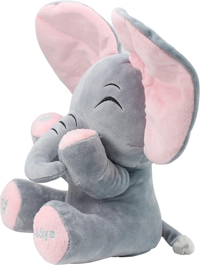 Aidiya Elephant Stuffed Animals Baby Gifts Peluches Ear Interactive Elephant Talking Singing Plush Toys for Girls Boys Gift Adjustable Volume 11.8" Set (Pink)