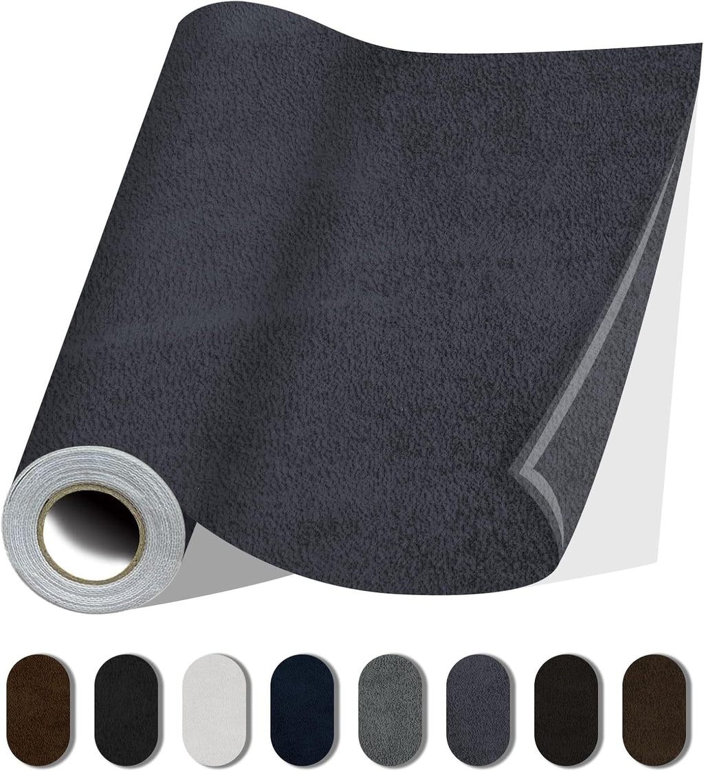 Fabric Repair Patches, 17X79 Inch Self-Adhesive Suede Patches Tape Durable, DIY Large Fabric Repair for Sofa, Couches, Furniture, Chair, Clothing （17X79 Inch, Dark Grey）