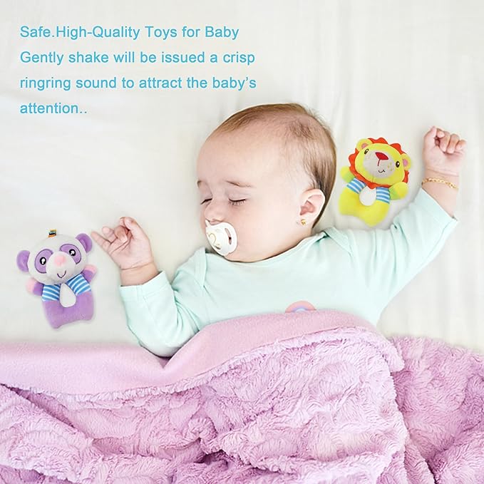 BLOOBLOOMAX Sock rattles for Babies 0-24 Months Baby Animal Foot Finder Educational Toys