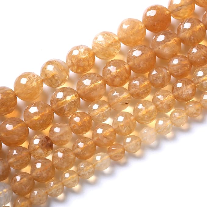 60pcs 6mm Natural Faceted Tea Watermenlon Jade Stone Beads for Jewelry Making Energy Healing Beads DIY Bracelet Necklace Accessories 15" (6mm, Faceted Tea Yellow Jade)