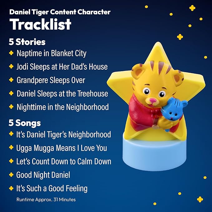 Kids Book Projector – 5 Daniel Tiger & 5 Classic Read-Aloud Stories, 10 Songs & Night Light & Soothing Dream Music | Children Ages 3+ Storytime Projector | Toys, Owl & Daniel Tiger