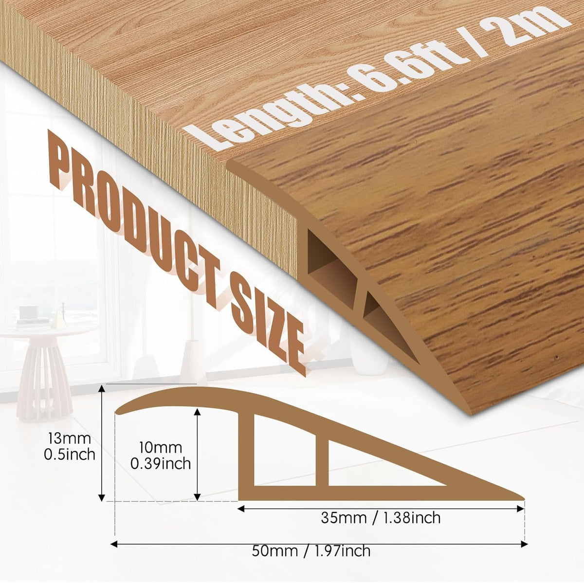 Floor Transition Strip Door Threshold 79" Floor Transition Reducer Trim on The Edges Threshold Strip Self Adhesive Suitable for Doorways, Tiles, Carpet