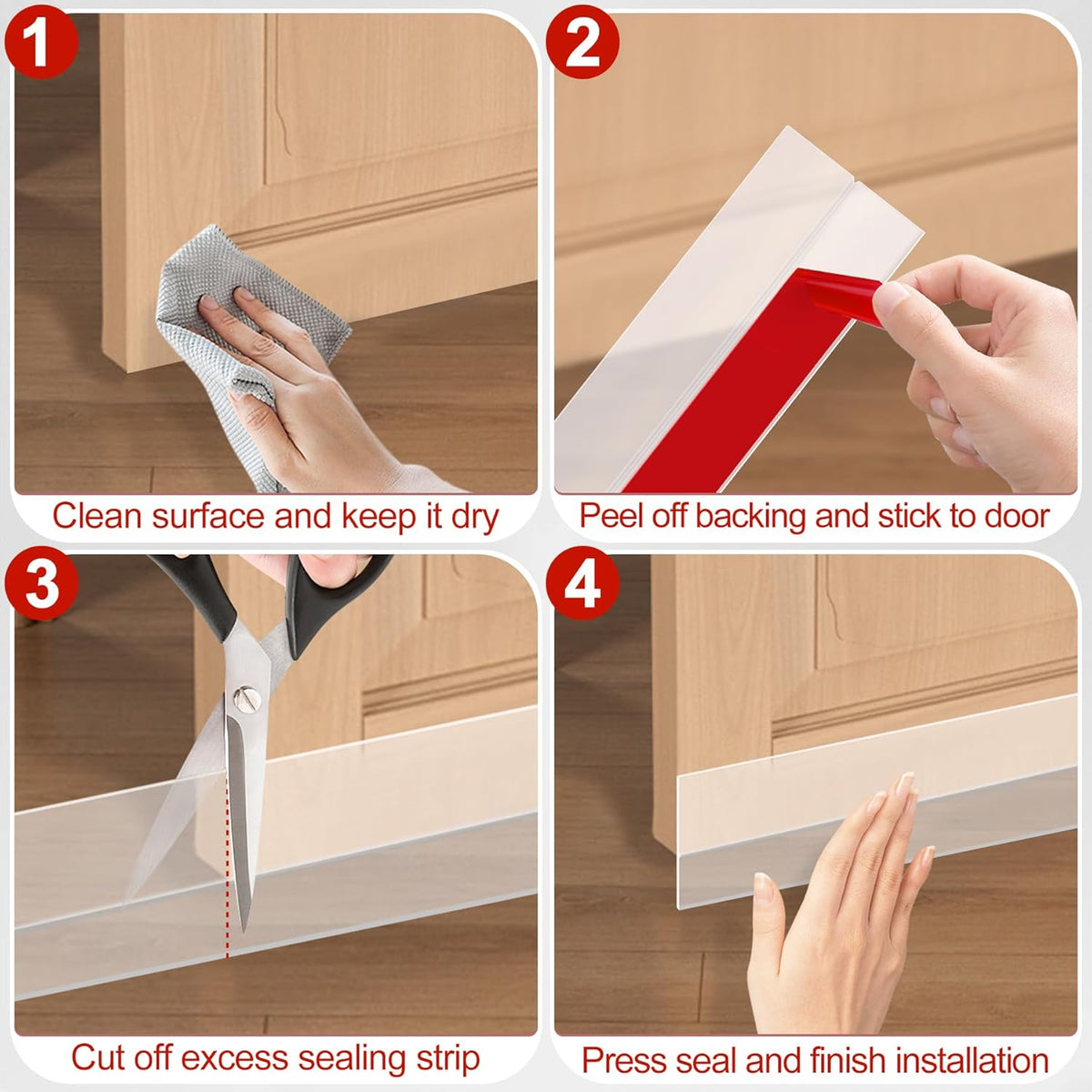MYFAMIREA Door Weather Stripping 2IN (W) x 20FT (L) Door Draft Stopper Seal Tape Silicone Seal Strip Self Adhesive Shower Sweep Insulation Tape Side Bottom Strip for Sliding Glass Window Gap, Clear