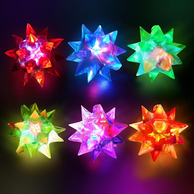 HONLYNE48 48 PCS Flashing Crystal Star Necklaces, LED Glow in The Dark Party Favors for Kids Adults Birthday Rave Halloween Goodie Bags Filler