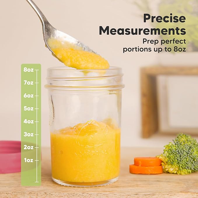 KeaBabies 4pk 8oz Glass Baby Food Containers with Lids - Leak-Proof, Microwavable Small Glass Jars, Baby Purees & Toddler Snack Storage Containers, BPA-Free, Dishwasher & Freezer Safe (Nord)