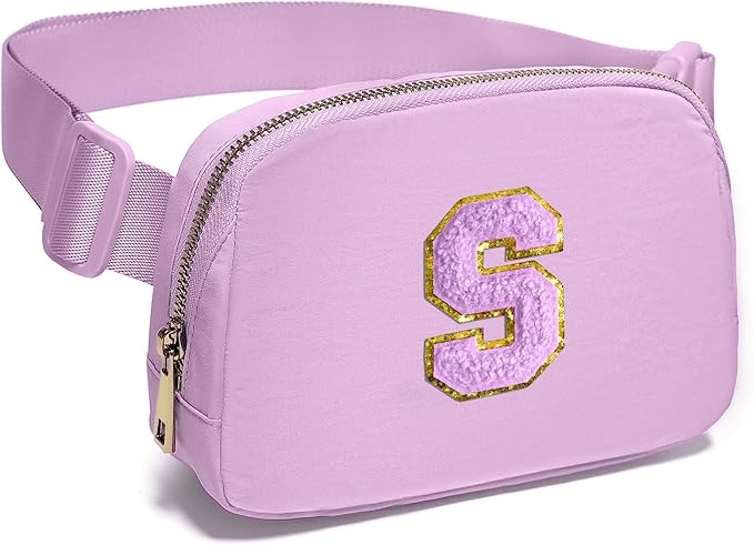 Gitus Gifts for 8 9 10 11 12 Year Old Girls Belt Bag Fanny Pack Crossbody Bags with Initial Letter Patch Cute Stuff Birthday Gifts for Teen Girls Women Personalized Trend Stuff (Lavender-S)