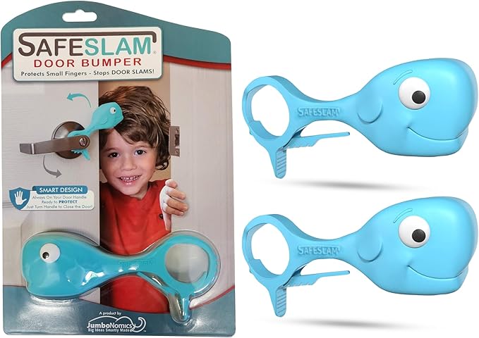 Baby Proofing Door Stopper, Door Pinch Guards Protect Child Fingers & PET Tails. Baby Safety Finger Protectors Prevent Pinch Injuries – Kids and Adults Love Whale Pinch Guard (Blue Pack of 2)