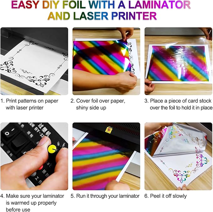 Briartw 20x29cm Hot Foil Paper 50 Sheets Pack Toner Reactive Foil Hot Stamping Foil Paper by Laser Printer and Laminator for Scrapbooking Craft Cardmaking DIY Album (Silver Snowflake, 50 Sheets)
