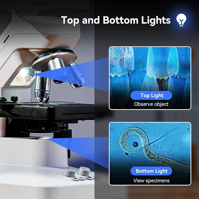 TOMLOV DM301 Max Microscope for Kids Students Adults with X-Y Stage, Digital Microscope Camera with 7" Screen, USB & HDMI Output, Wireless Biological Lab Scope for School Home Education with Slides