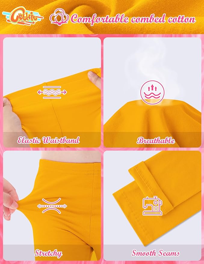 Girls Leggings Cotton Leggings for Toddler Footless Girls Pants Stretchy Baby Girl's Pants Infant Basic Leggings Size 6M -14Y