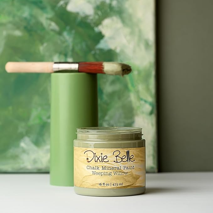 Dixie Belle Paint Company Chalk Finish Furniture Paint - Weeping Willow (8oz) - Matte Soft Green Chic Chalk Mineral DIY Furniture Paint
