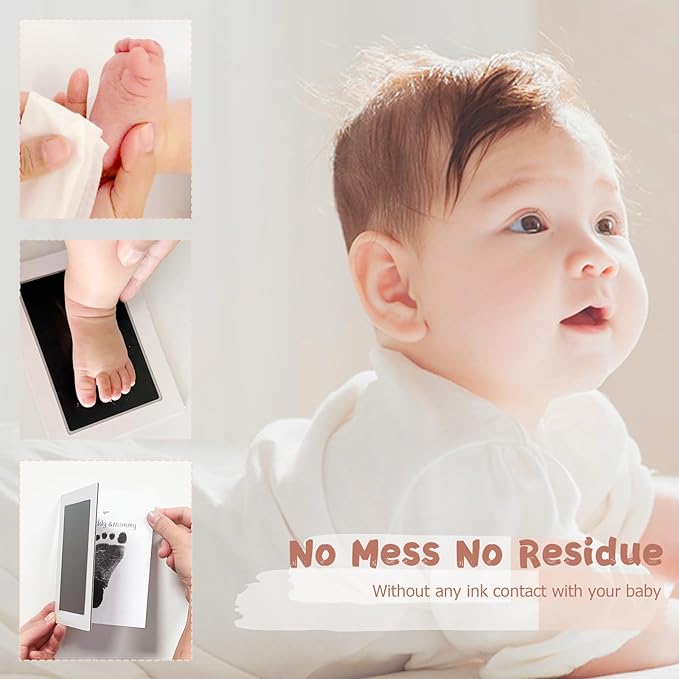 Inkless Baby Hand and Footprint Kit,Clean-Touch Ink Pad Kit,Safe No Mess Printing Infant Hand Foot Stamp,4 Pack Newborn Inkless Print Pads Best Keepsake or Gifts for Family