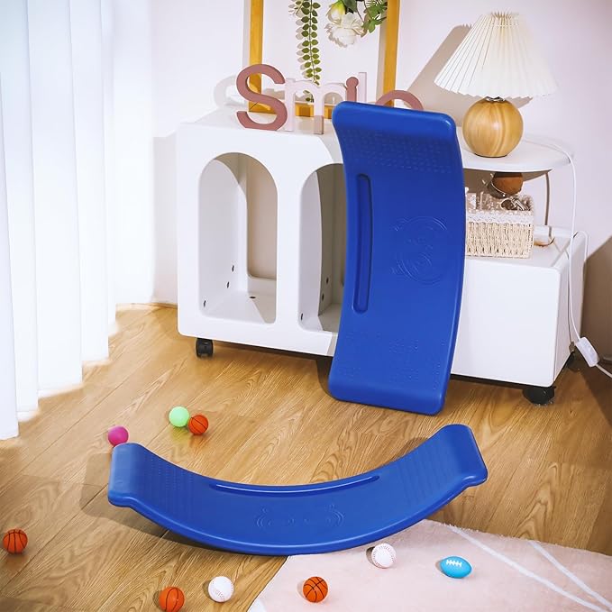 2 Pack Balance Board for Kids Teeter Totter Plastic Wobble Balance Board Indoor Toddler Toys for Toddler Exercise Motor Skills, Gaming, Outdoor and Indoor, Blue