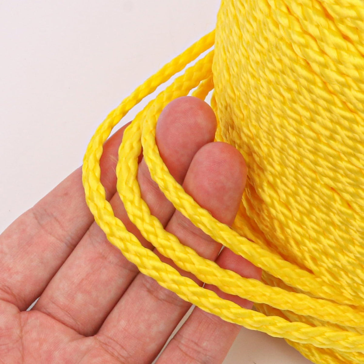 Polypropylene Rope - 1/4 Inch Yellow Nylon Rope, 500 Feet Long - Ideal for Tarps, Tie-Downs, Home Improvement & Hardware Needs
