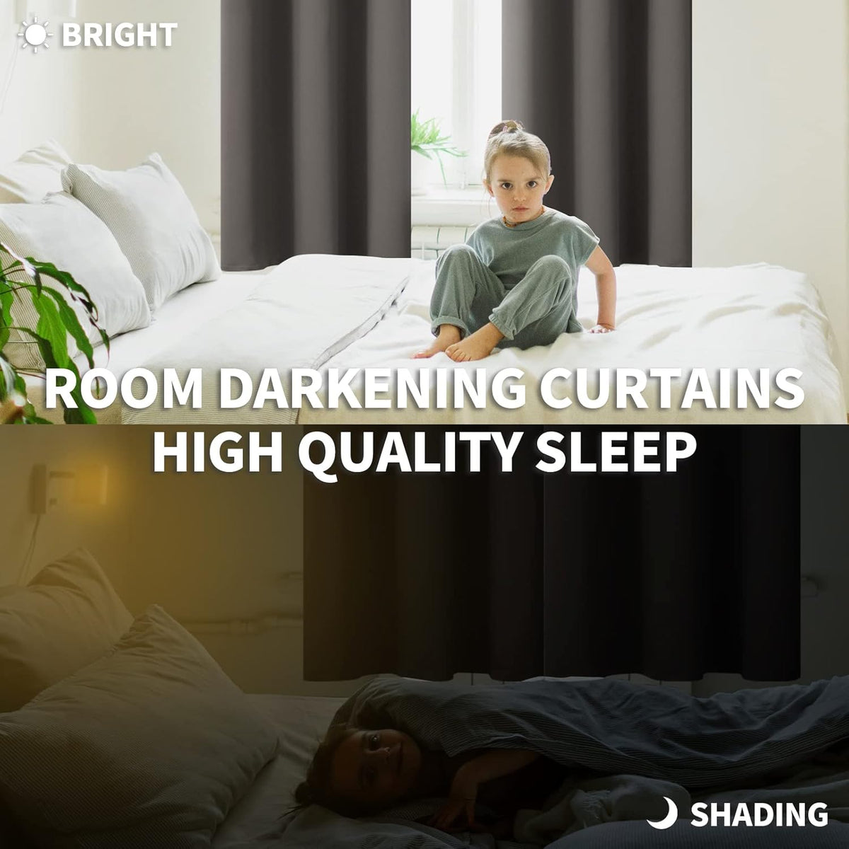 BGment Short Blackout Curtains 45 Inches Length for Bedroom - Rod Pocket Thermal Insulated Room Darkening Window Curtain for Kitchen Cafe, 42 x 45 Inch, 2 Panels, Grey